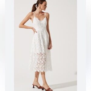 ASTR The Label Nordstrom White Lace Midi Dress Sz Medium BarbieCore Romantic